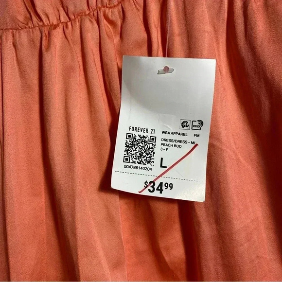 Maxi Dress Size Large Salmon-ish Color Long Summer Spaghetti Strap Empire Waist - Picture 4 of 8